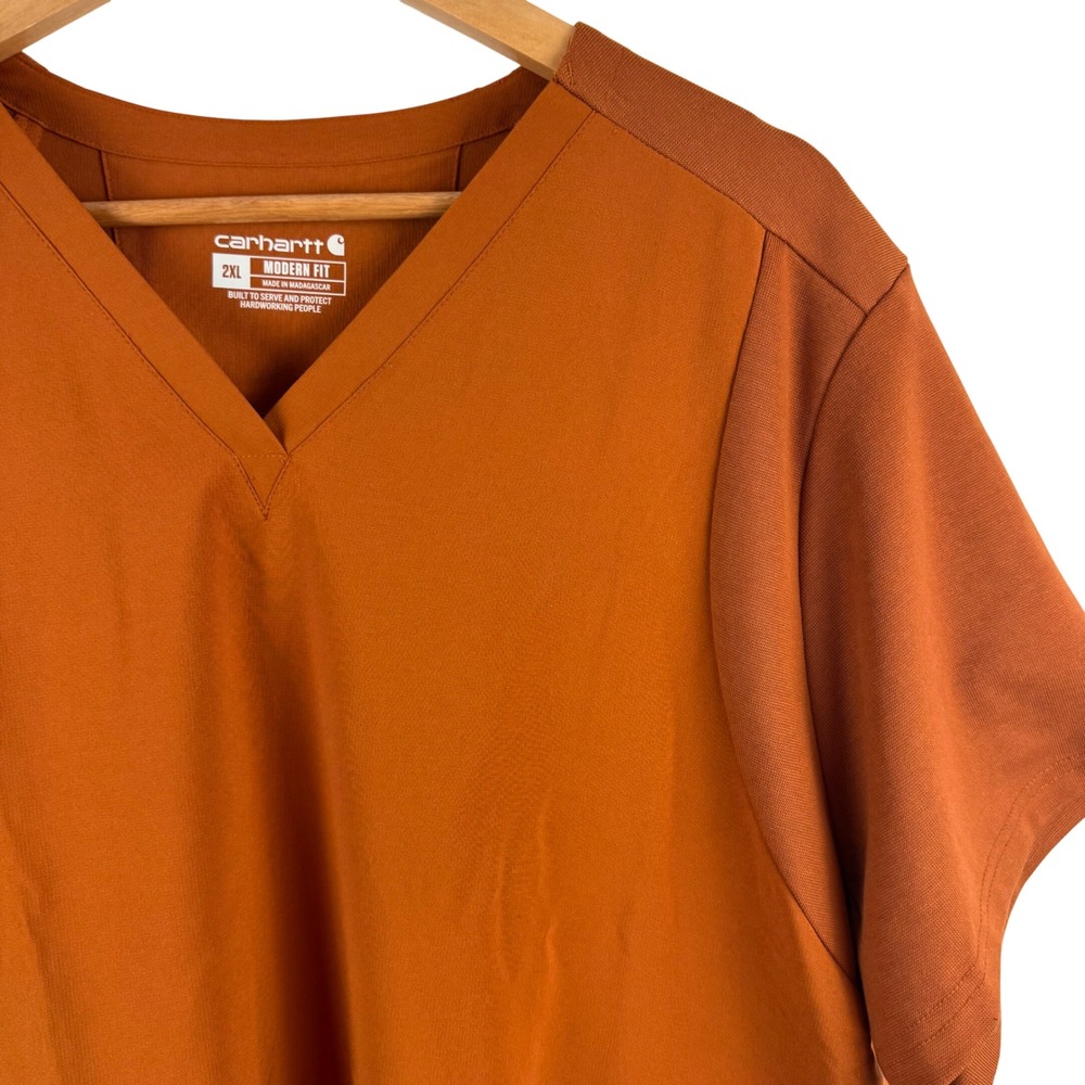 Carhartt Liberty Force Scrub Top Women 2XL‎ Orange V-Neck C13210 Rugged Flex